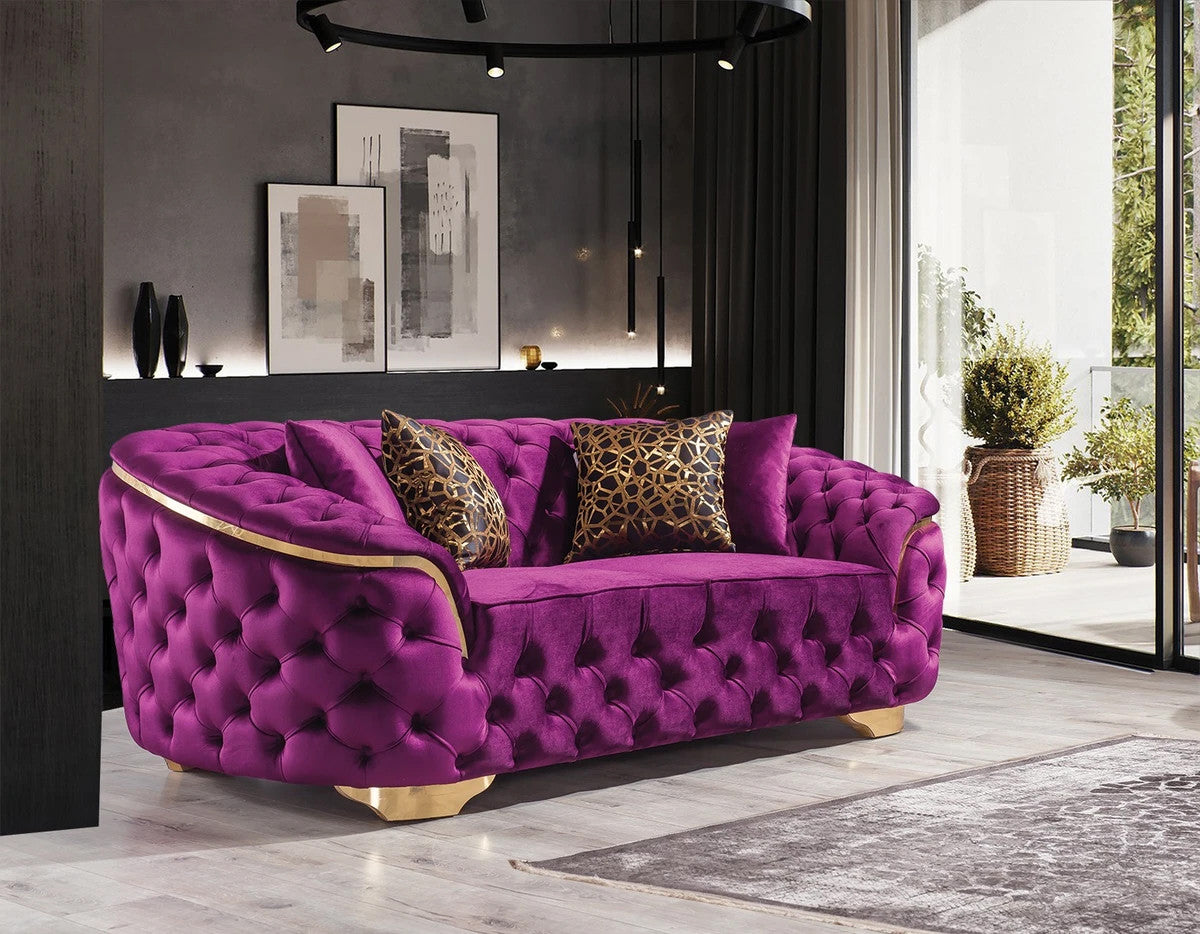 BETHANY Purple Velvet Sofa & Loveseat