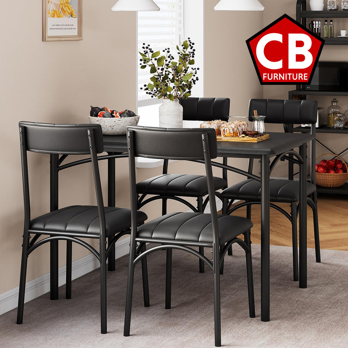 BEXAR Black 5 Piece Dining Set