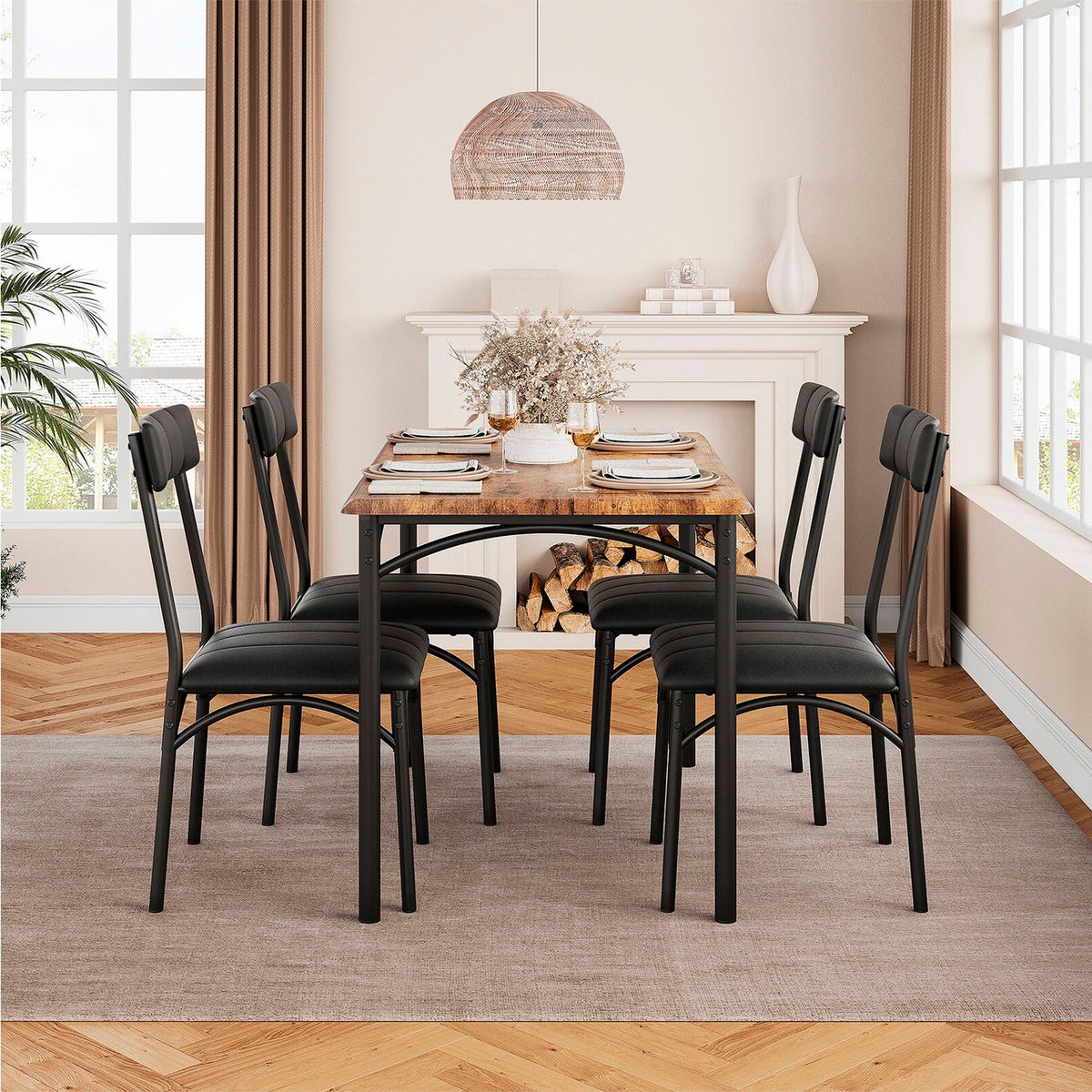 BEXAR Brown 5 Piece Dining Set
