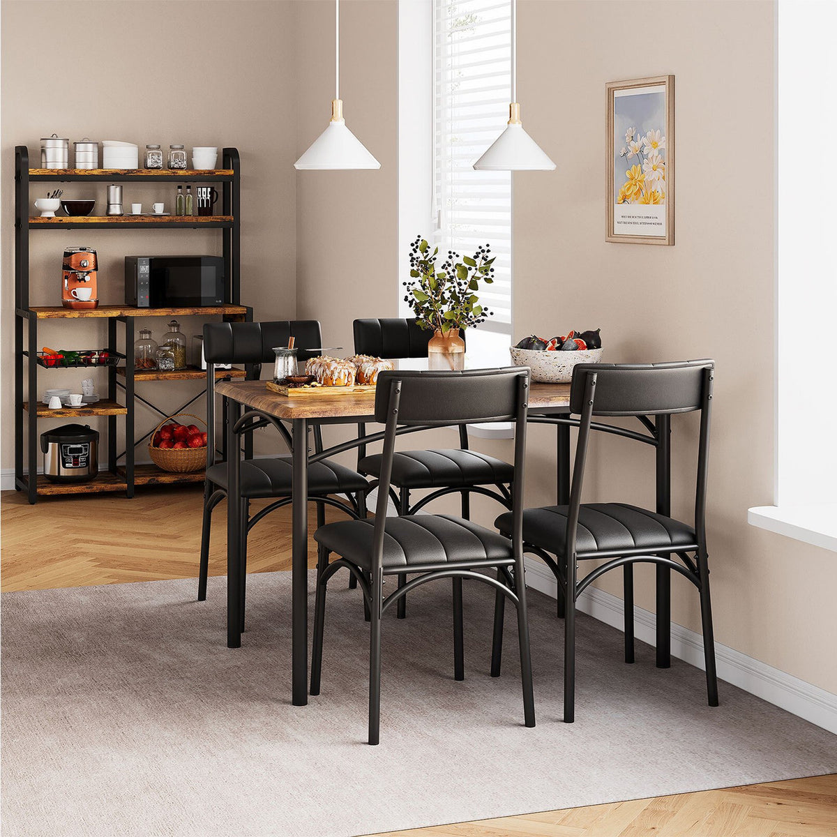 BEXAR Brown 5 Piece Dining Set