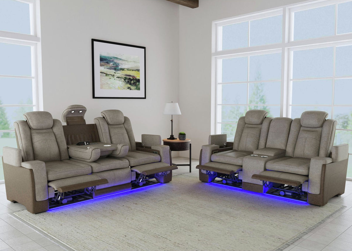 BIGBEND Brown Power Reclining Sofa & Loveseat