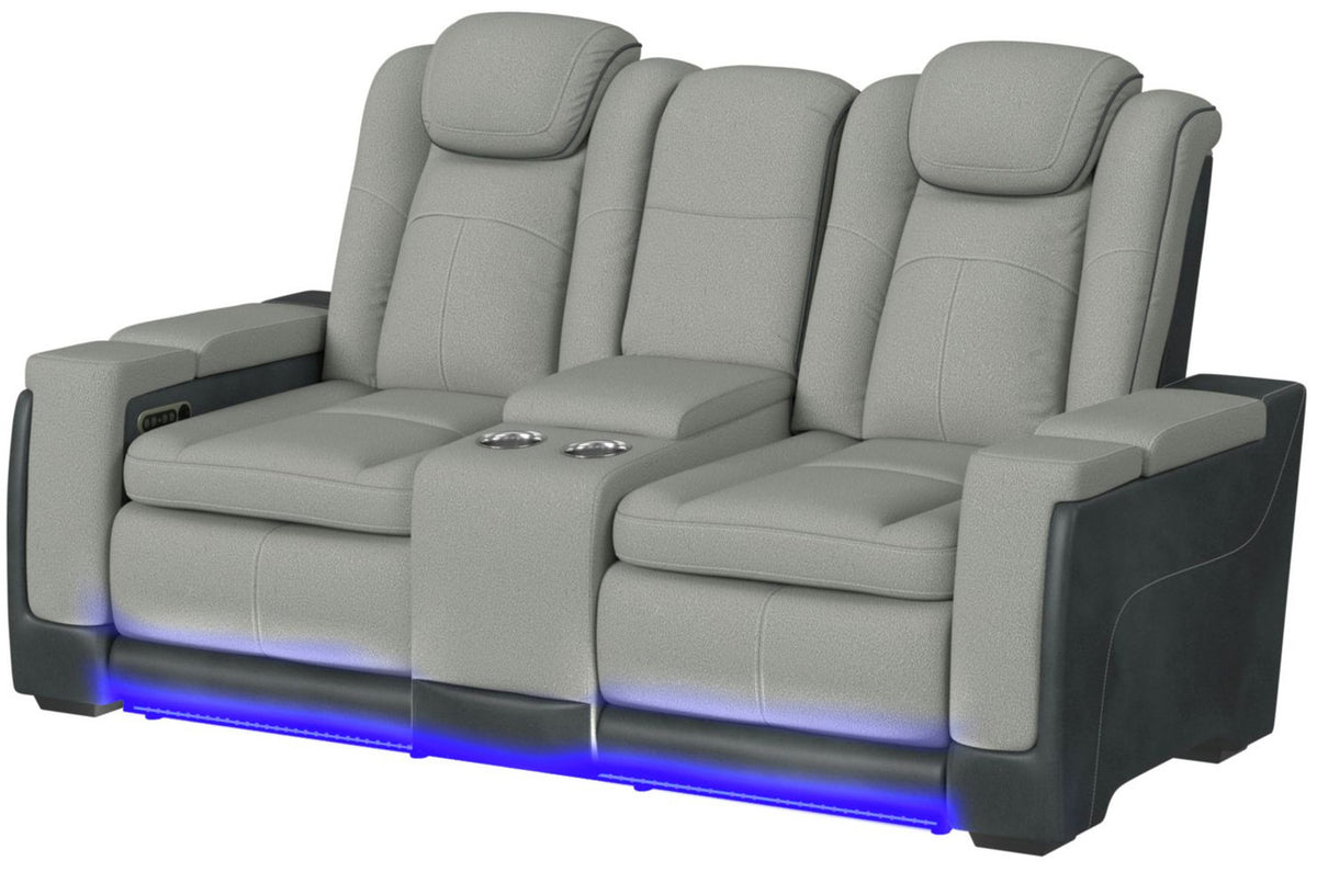 BIGBEND Gray 77" Wide Power Reclining Loveseat