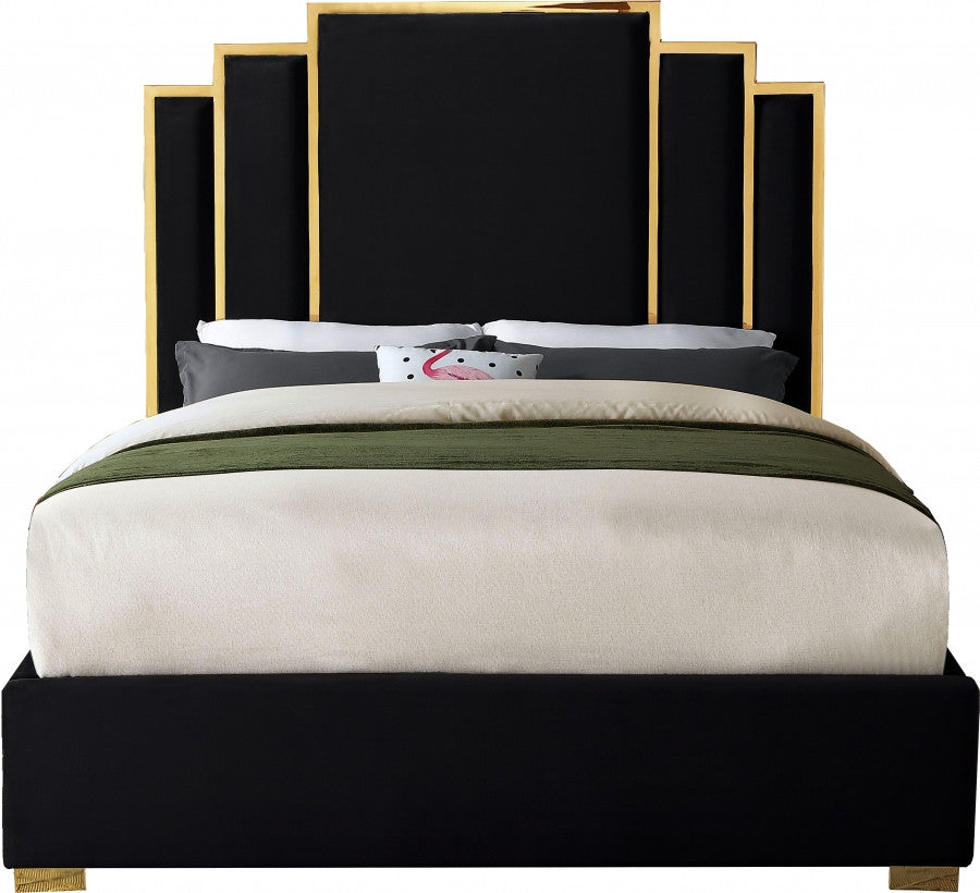 BILBAO Black & Gold Velvet Bed