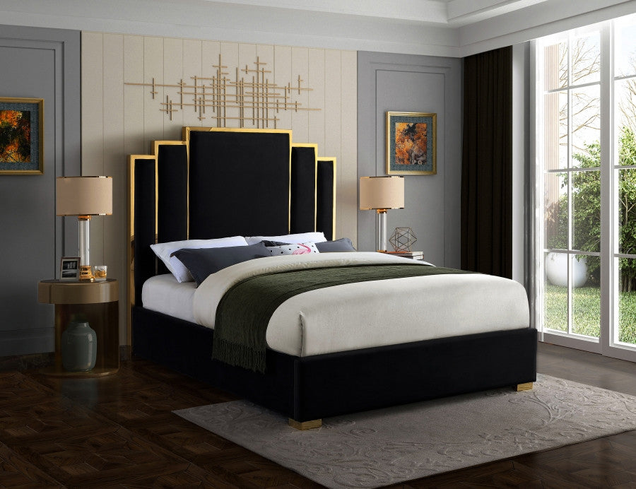BILBAO Black & Gold Velvet Bed