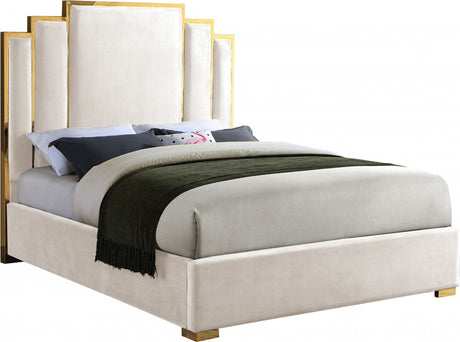 BILBAO Cream & Gold Velvet Bed