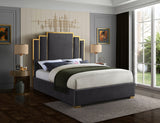 BILBAO Gray & Gold Velvet Bed