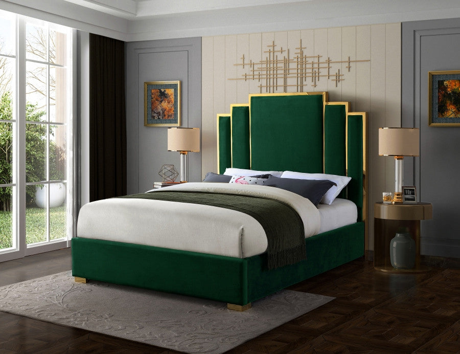 BILBAO Green & Gold Velvet Bed