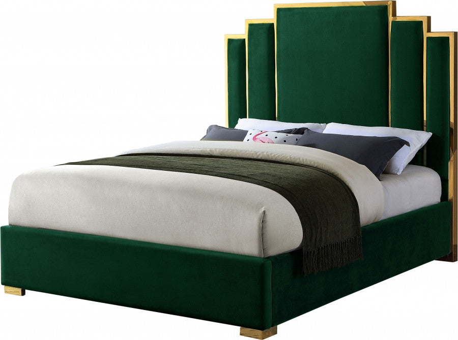 BILBAO Green & Gold Velvet Bed