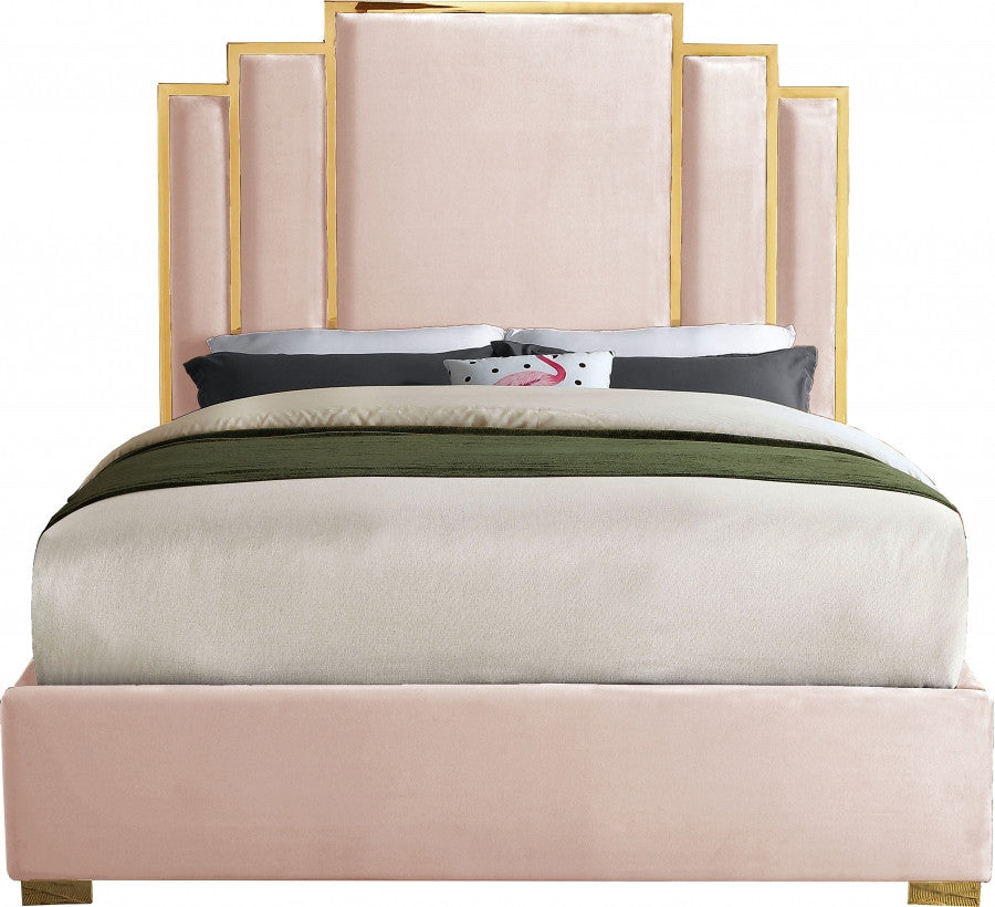 BILBAO Pink & Gold Velvet Bed