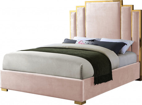 BILBAO Pink & Gold Velvet Bed