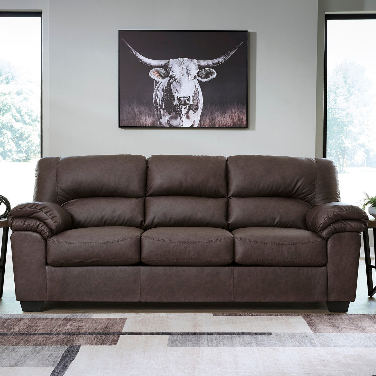 BLADEN Dark Brown Microsuede 87" Wide x 38" Height Sofa