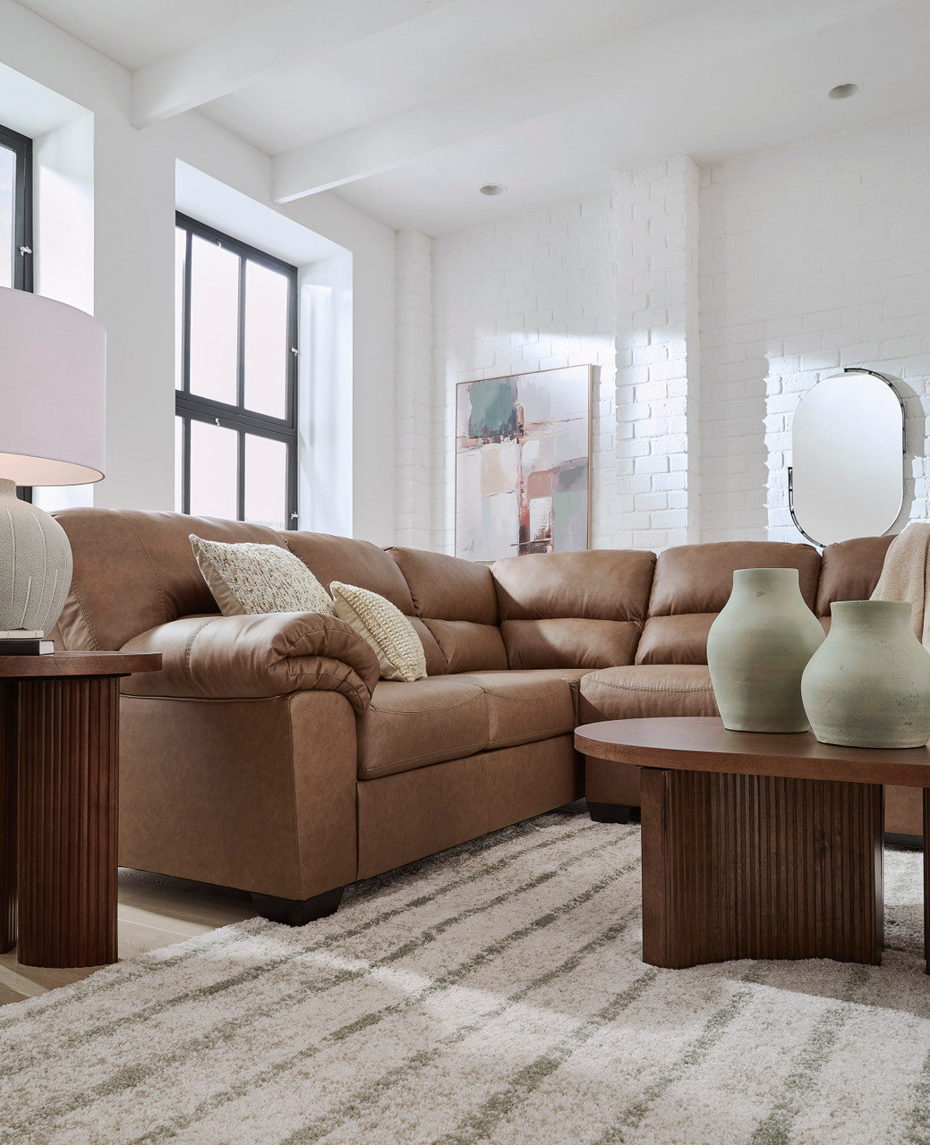 BLADEN Caramel Microsuede 119" x 92" Sectional