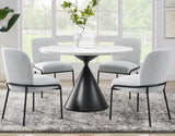 BLASE White Marble & Gray Fabric 5 Piece Dining Set