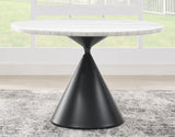 BLASE White Marble & Gray Fabric 5 Piece Dining Set