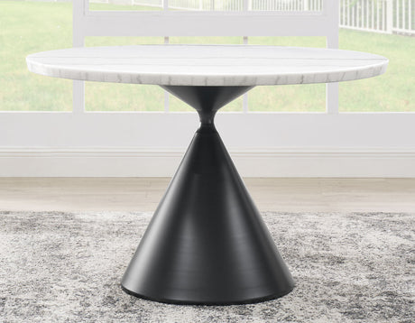BLASE White Marble & Gray Fabric 5 Piece Dining Set