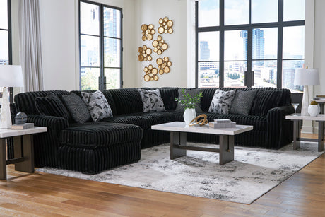 BOCELLI Black Corduroy 151" Wide x 121" Depth Oversized Sectional