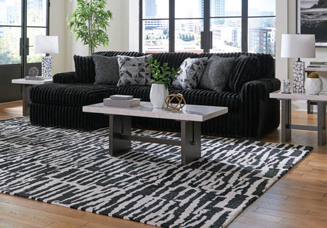 BOCELLI Black Corduroy 120" Wide x 65" Depth Oversized Sectional