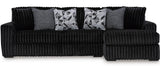 BOCELLI Black Corduroy 120" Wide x 65" Depth Oversized Sectional