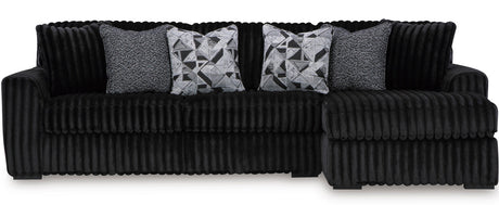BOCELLI Black Corduroy 120" Wide x 65" Depth Oversized Sectional