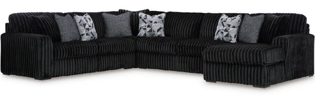 BOCELLI Black Corduroy 151" Wide x 121" Depth Oversized Sectional