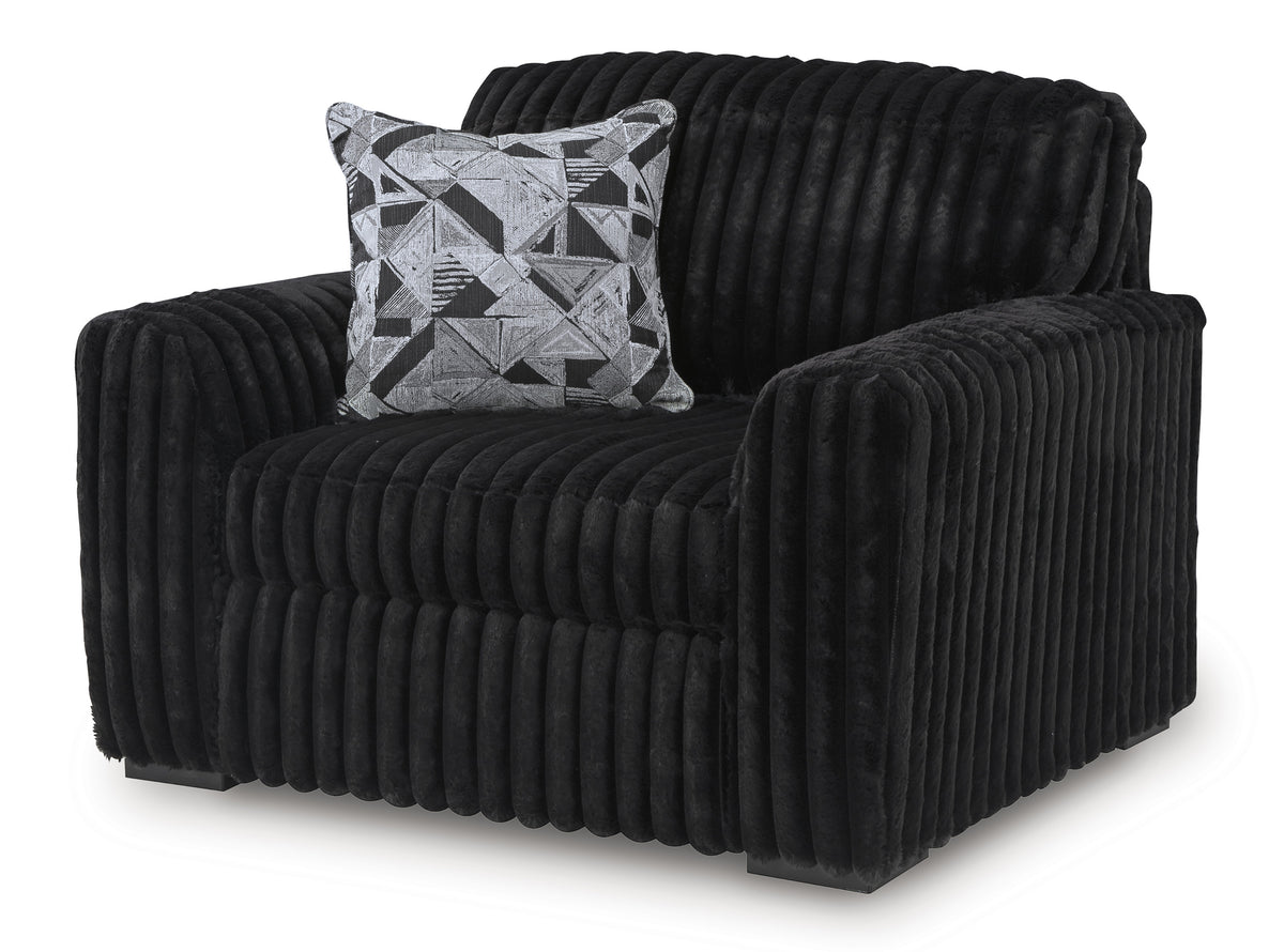 BOCELLI Black Corduroy 52" Wide x 41" Depth Oversized Arm Chair