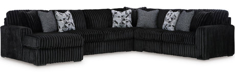 BOCELLI Black Corduroy 151" Wide x 121" Depth Oversized Sectional