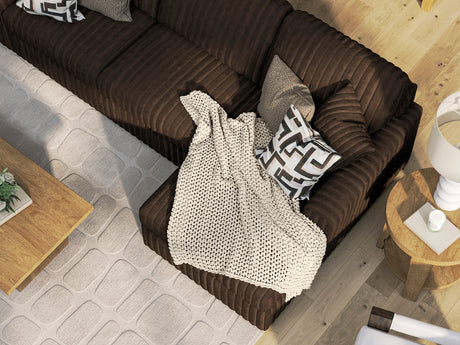 BOCELLI Chocolate Corduroy 151" Wide x 121" Depth Oversized Sectional