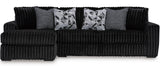 BOCELLI Black Corduroy 120" Wide x 65" Depth Oversized Sectional