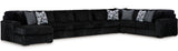 BOCELLI Black Corduroy 223" Wide x 121" Depth Oversized Sectional