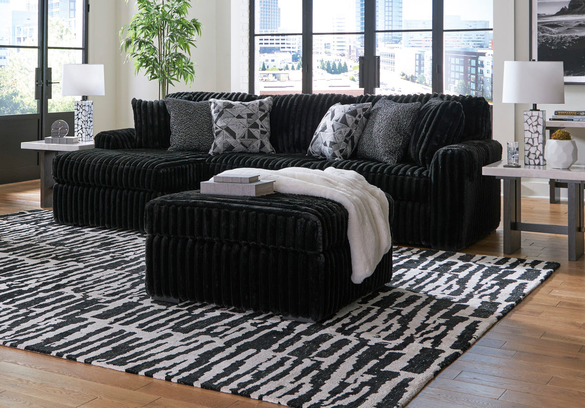 BOCELLI Black Corduroy 120" Wide x 65" Depth Oversized Sectional