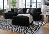 BOCELLI Black Corduroy 120" Wide x 65" Depth Oversized Sectional
