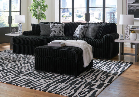 BOCELLI Black Corduroy 120" Wide x 65" Depth Oversized Sectional