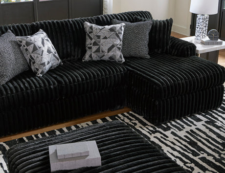 BOCELLI Black Corduroy 223" Wide x 121" Depth Oversized Sectional