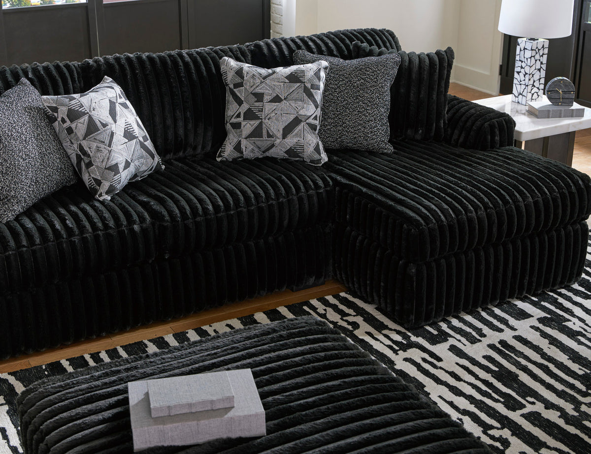 BOCELLI Black Corduroy 151" Wide x 121" Depth Oversized Sectional