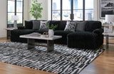 BOCELLI Black Corduroy 151" Wide x 65" Depth Oversized Double-Chaise Sectional