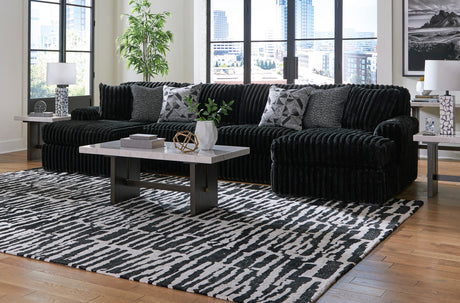 BOCELLI Black Corduroy 151" Wide x 65" Depth Oversized Double-Chaise Sectional