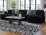 BOCELLI Black Corduroy 151" Wide x 65" Depth Oversized Double-Chaise Sectional
