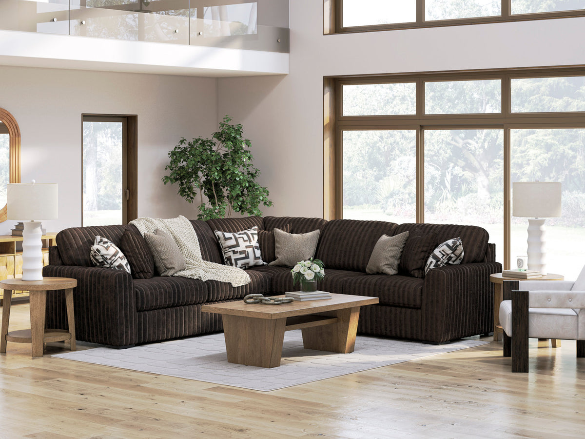 BOCELLI Chocolate Corduroy 121" Wide x 121" Depth Oversized Sectional