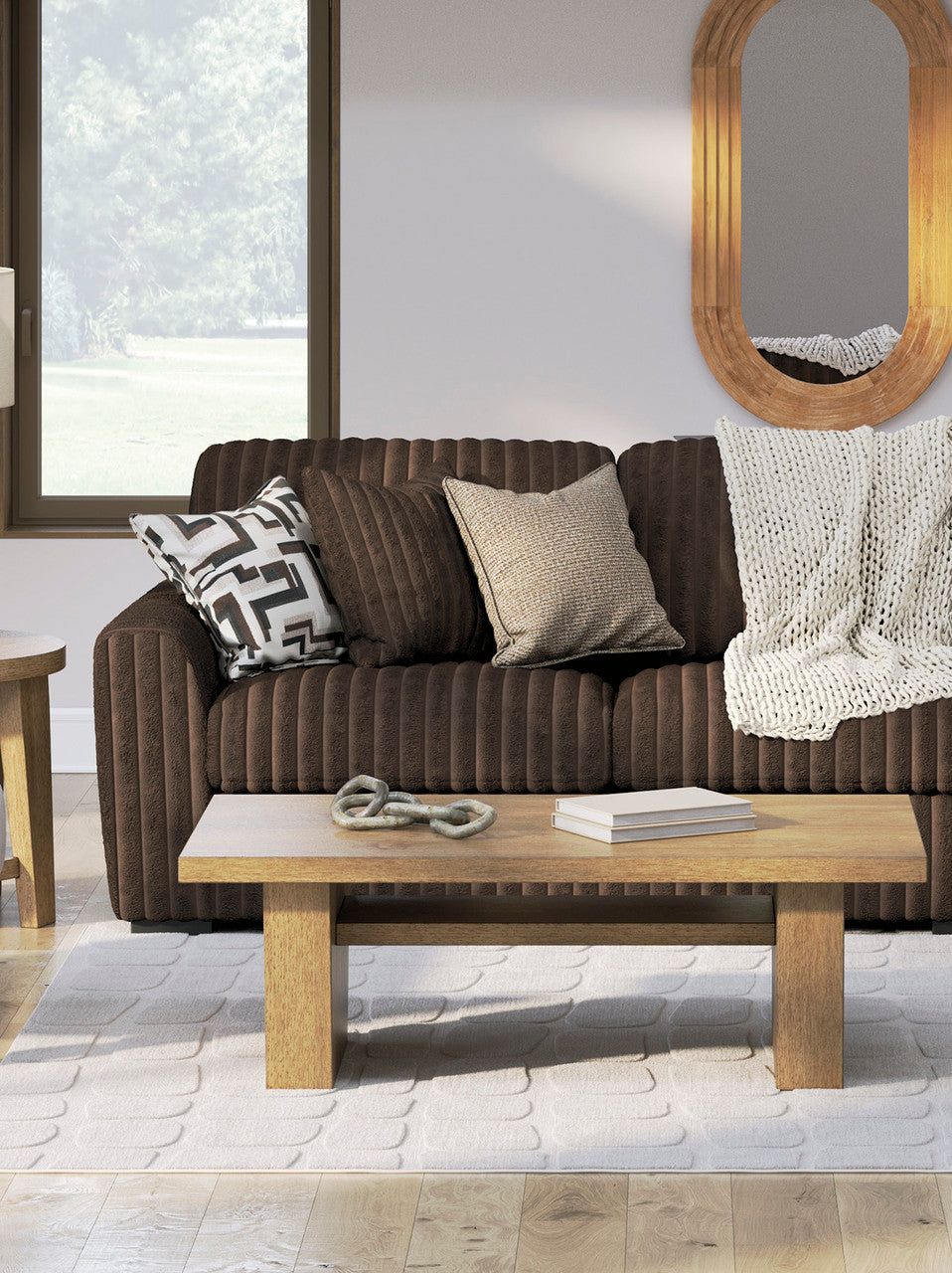 BOCELLI Chocolate Corduroy 121" Wide x 121" Depth Oversized Sectional