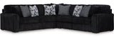 BOCELLI Black Corduroy 121" Wide x 121" Depth Oversized Sectional