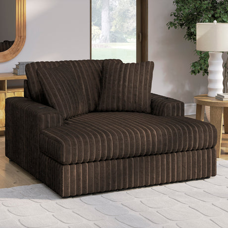 BOCELLI Chocolate Corduroy 64" Wide x 68" Depth Oversized Chaise with Cupholders