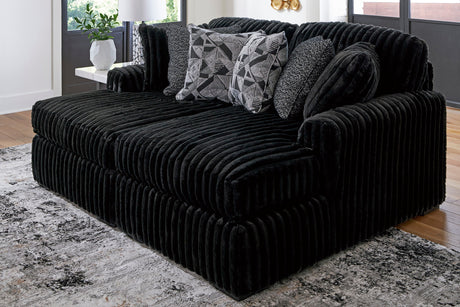 BOCELLI Black Corduroy 80" Wide x 65" Depth Oversized Double-Chaise