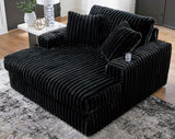 BOCELLI Black Corduroy 64" Wide x 68" Depth Oversized Chaise with Cupholders