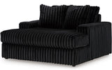 BOCELLI Black Corduroy 64" Wide x 68" Depth Oversized Chaise with Cupholders