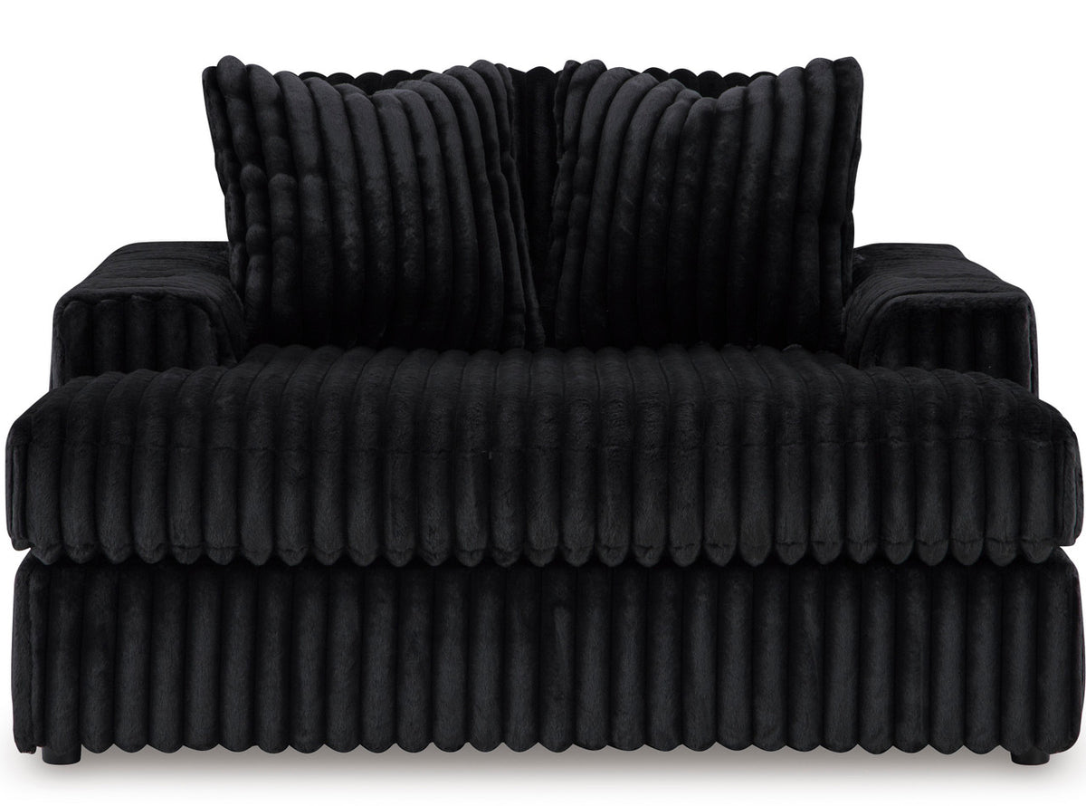 BOCELLI Black Corduroy 64" Wide x 68" Depth Oversized Chaise with Cupholders