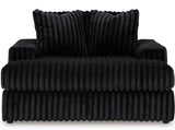BOCELLI Black Corduroy 64" Wide x 68" Depth Oversized Chaise with Cupholders