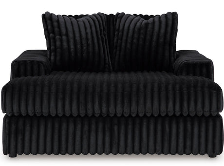 BOCELLI Black Corduroy 64" Wide x 68" Depth Oversized Chaise with Cupholders