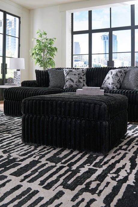 BOCELLI Black Corduroy 39" Wide Oversized Ottoman