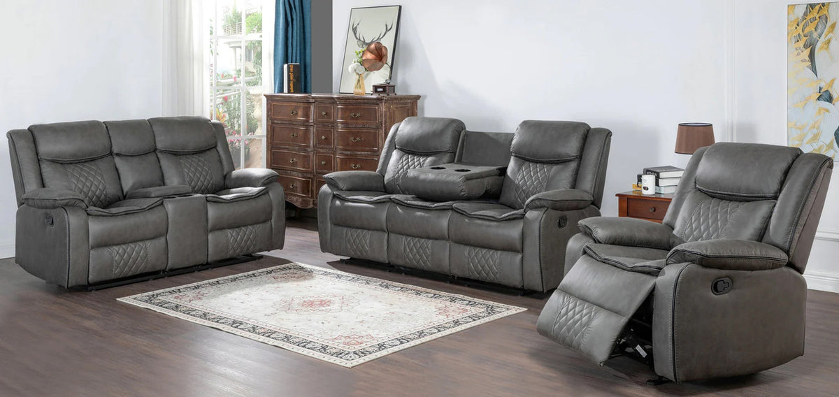 BOLDER Gray Reclining Sofa & Loveseat with Wireless Charging