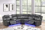BORGNE Gray 100" Wide Power Reclining Sectional with Speakers